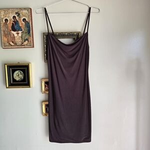PrettyLittleThing Brown Mini Slip Dress
